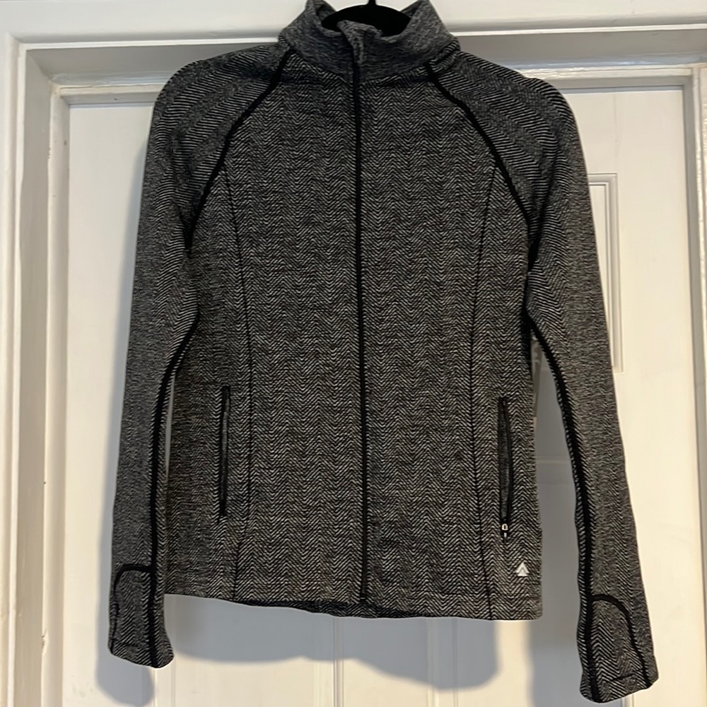 Cali Sport stretchy houndstooth zip up track jacket